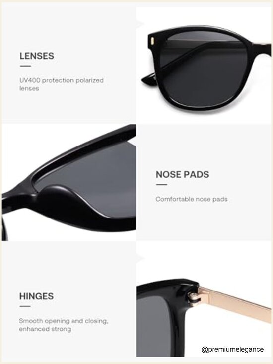 Classic Square Polarized Sunglasses for Women Oversized Retro UV Protection main image 5